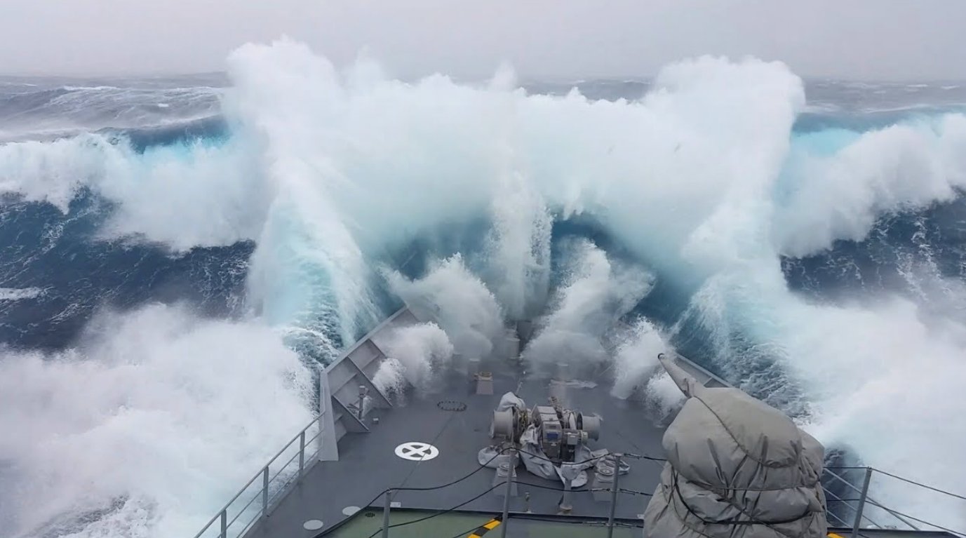 Warship Struck by Monster Wave Near Antarctica (Watch Video)